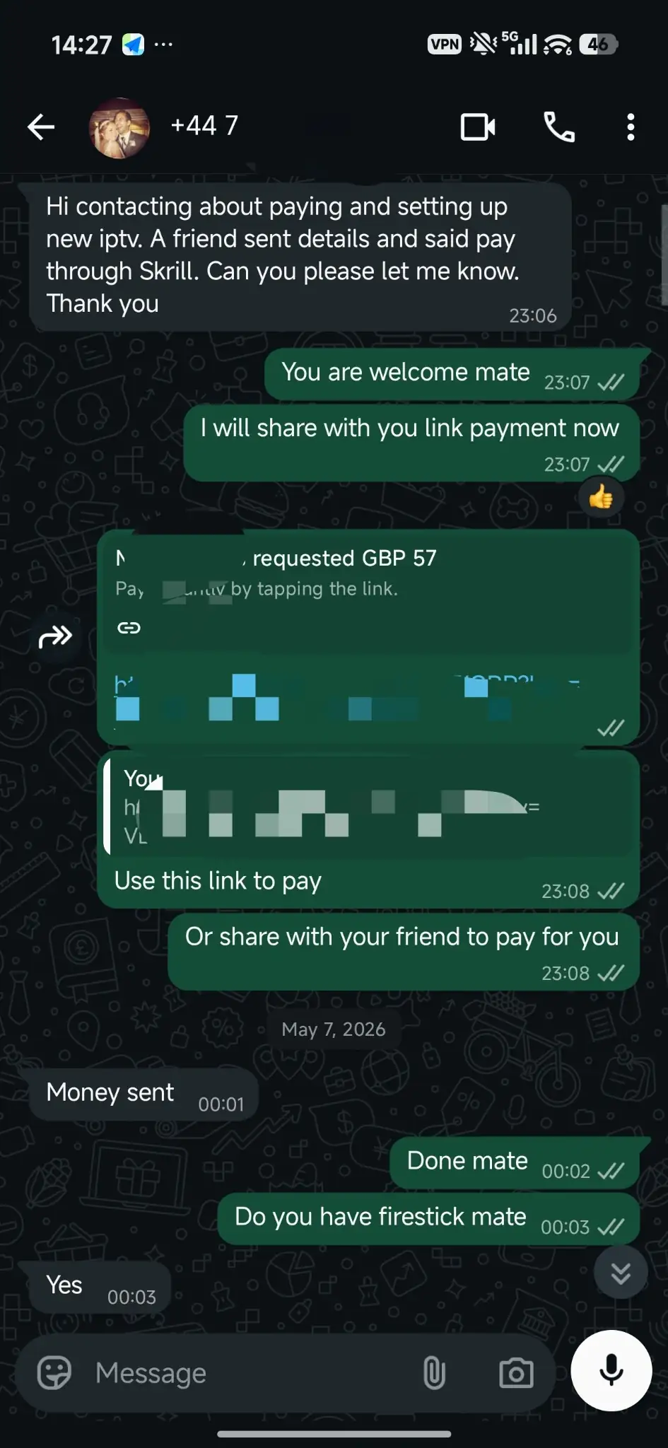 World IPTV verified WhatsApp customer proof 8